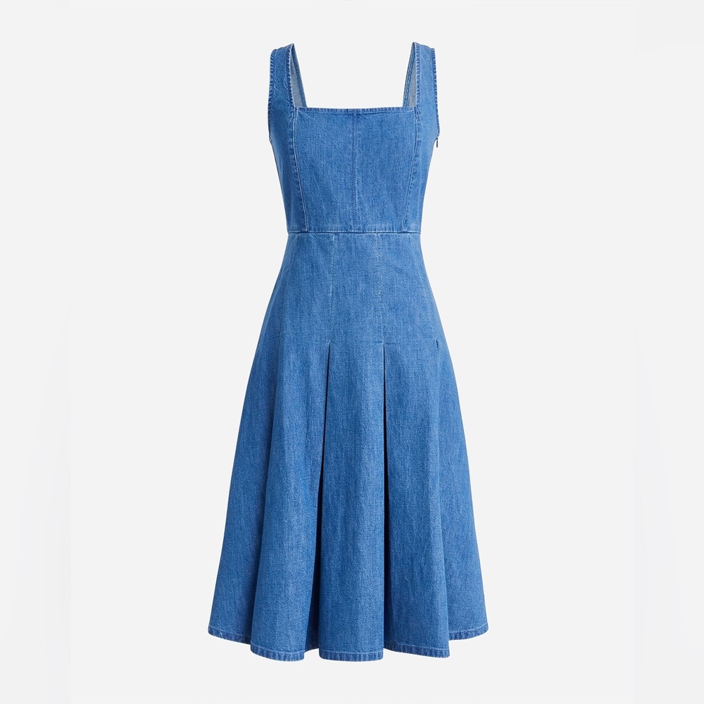 Pleated Chambray Dress